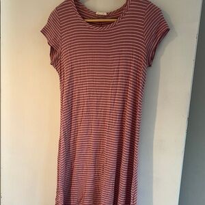 Striped Pink and White Casual Dress